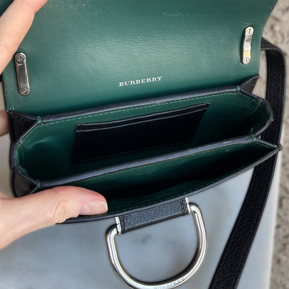 BURBERRY Classic Neutral Black Pebbled Leather D-Ring Mini Flap Crossbody Bag - Picture 13 of 17
